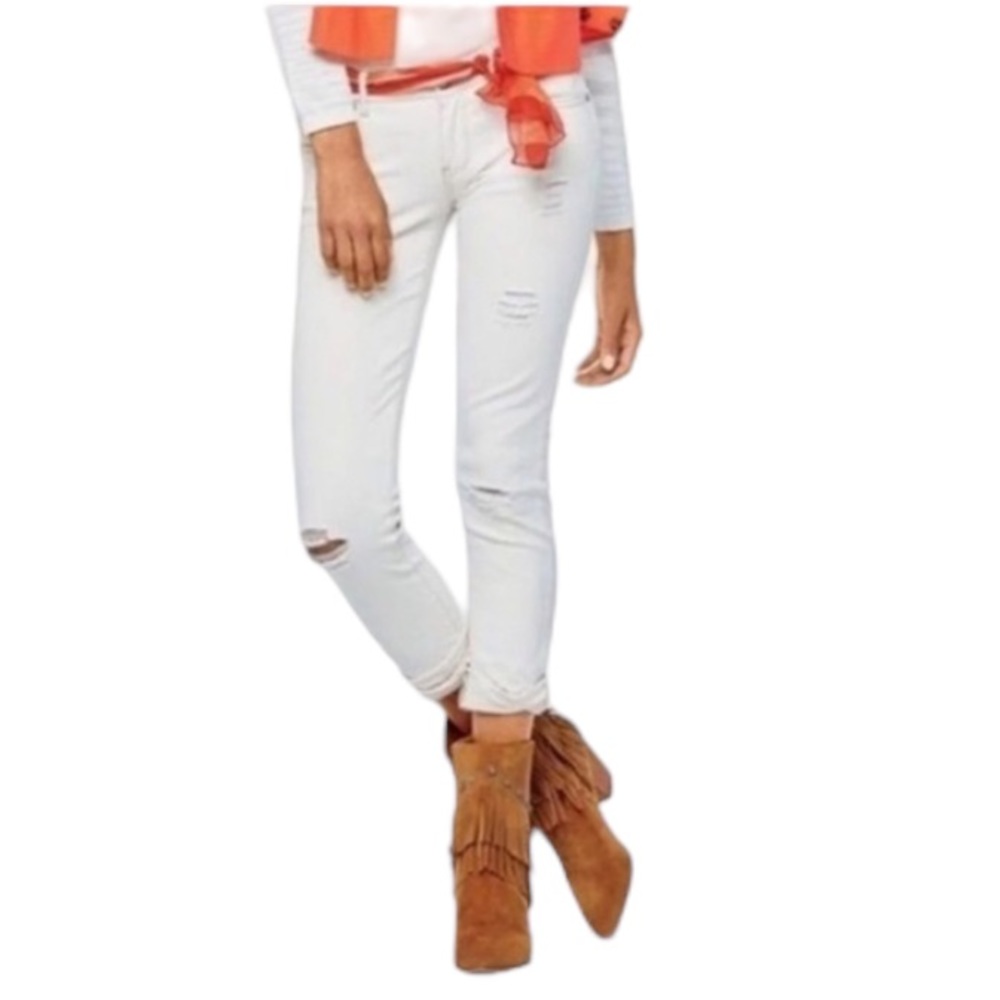 CAbi Off White Deconstructed Slim Boyfriend Jeans (R)